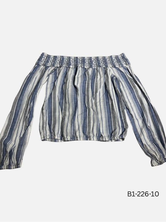 Aeropostale Tops - Aeropostale Women’s Off Shoulder Top White Blue Stripes Size Small